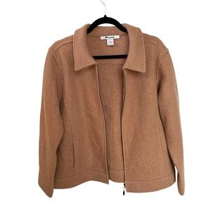 NYGARD COLLECTION Camel Boiled Wool Zip Front Jacket Large Petite